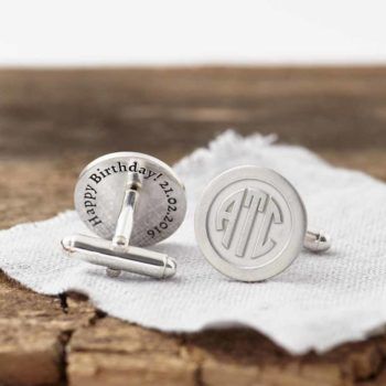 Monogrammed cufflinks Mens monogram cufflinks Sterling silver cufflinks  Gift for Groom Wedding Husband Birthday, Gift Message, Box, Handmade