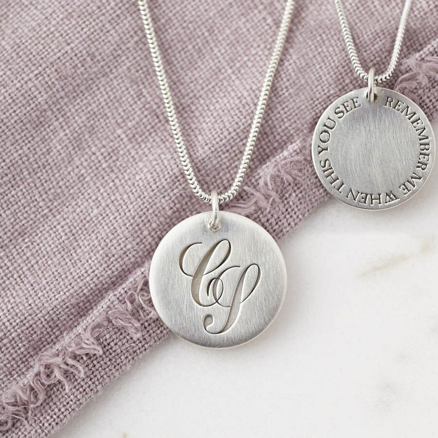 Solid Silver Necklace with a 2 Initial Monogram & Hidden Message