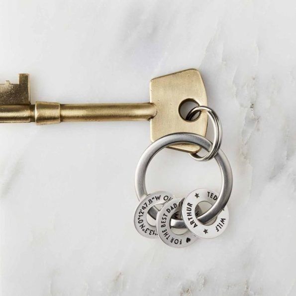 Keyring Personalised with Engraved Sterling Silver Charms