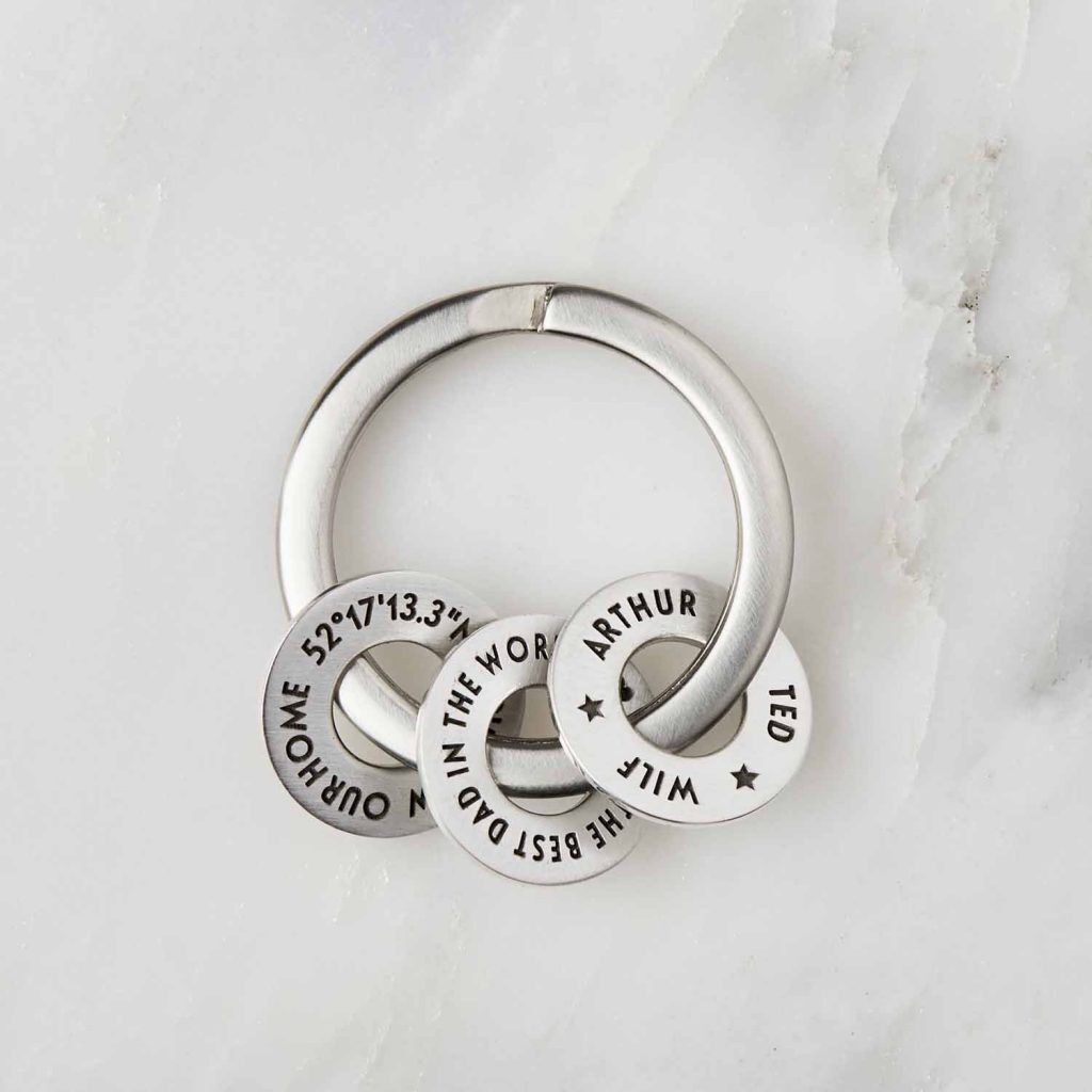 Keyring Personalised with Engraved Sterling Silver Charms