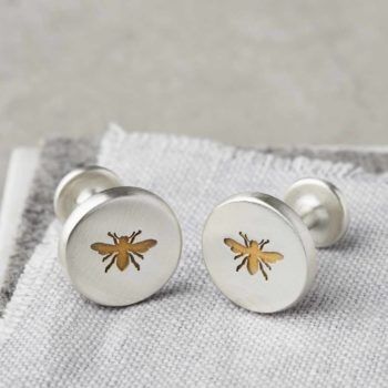 Silver hot sale bee cufflinks